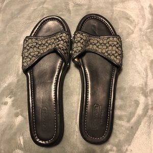 Authentic Black and White Coach Sandals